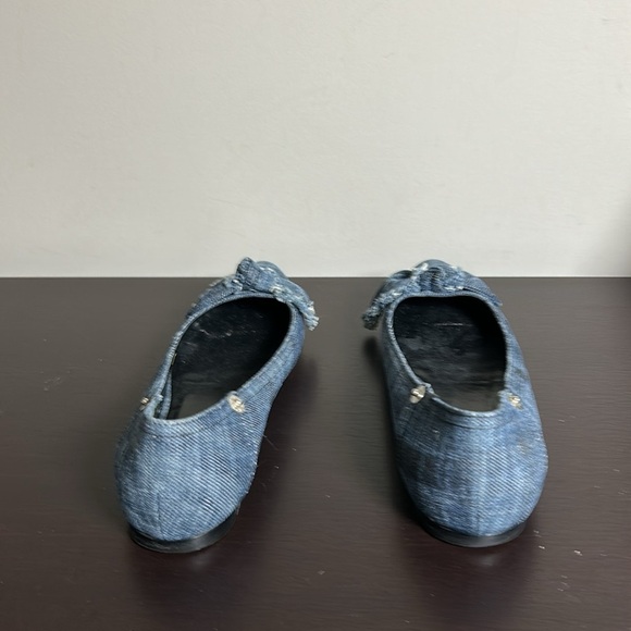 MIU MIU blue denim bow ballet flats round toe studs leather Designer 35.5 US 5.5 - Picture 6 of 10